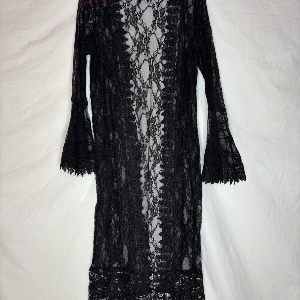 Polly & Esther women’s swim coverup sizeM lace/crochet, bell sleeves - Picture 2 of 10